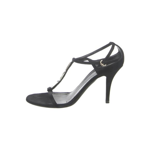 Gucci Jeweled Satin Sandals - 8B - Black - Picture 1 of 5